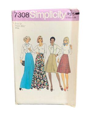 Simplicity 7308 Sewing Pattern Misses Skirt Size 12 Uncut
